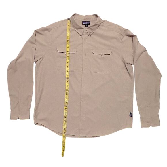 Patagonia Long Sleeve Self Guided Hike Shirt X-Large Tan Vented Ripstop - Picture 8 of 11